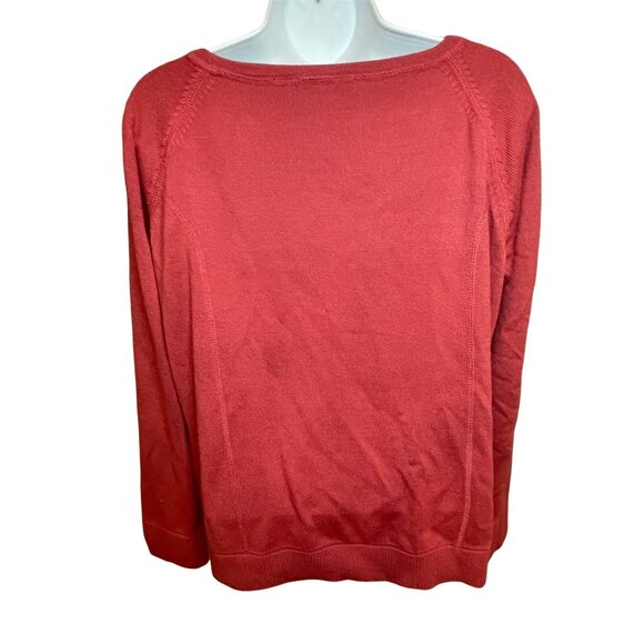 A.L.C. Red Acrylic Womens Sweater Size L Front Pockets Raglan Sleeves - Picture 2 of 8